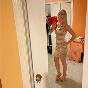 All that glitters is Gold! Classy, stunning gold holiday party/event dress